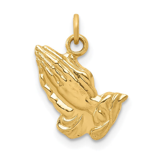14k Yellow Gold Praying Hands Charm