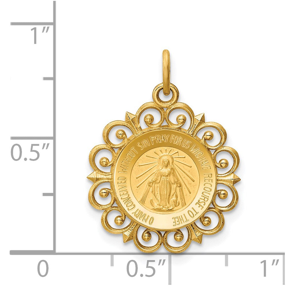 14k Yellow Gold Miraculous Medal Charm