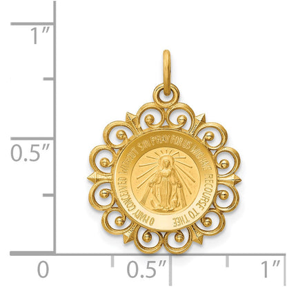 14k Yellow Gold Miraculous Medal Charm