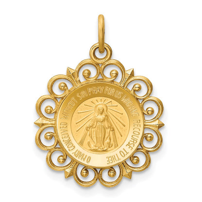 14k Yellow Gold Miraculous Medal Charm
