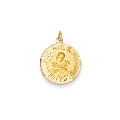 14k Yellow Gold Sacred Heart of Mary Medal Charm