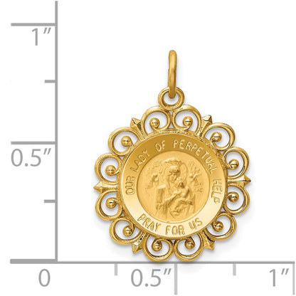 14k Yellow Gold Our Lady of Perpetual Help Medal Charm
