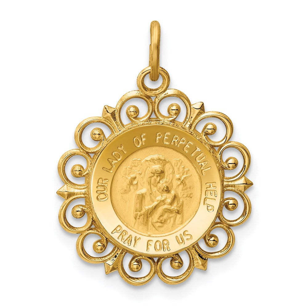 14k Yellow Gold Our Lady of Perpetual Help Medal Charm