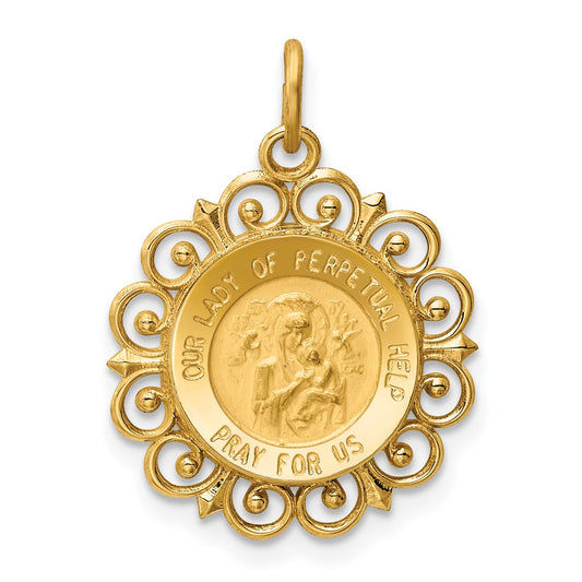 14k Yellow Gold Our Lady of Perpetual Help Medal Charm