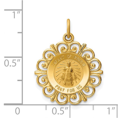 14k Yellow Gold Infant of Prague Medal Charm