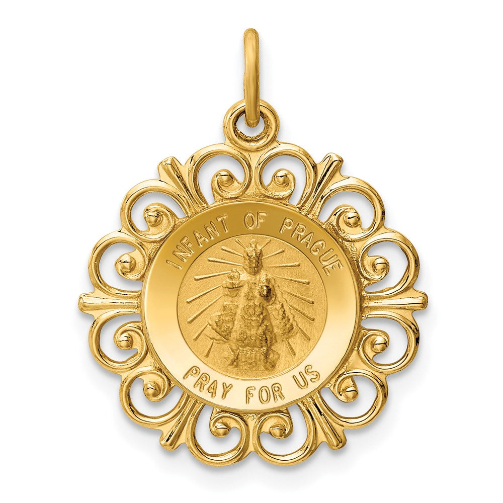 14k Yellow Gold Infant of Prague Medal Charm
