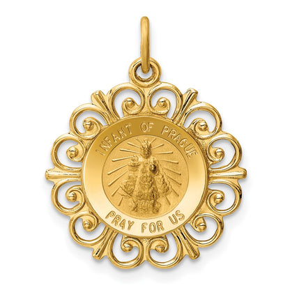 14k Yellow Gold Infant of Prague Medal Charm