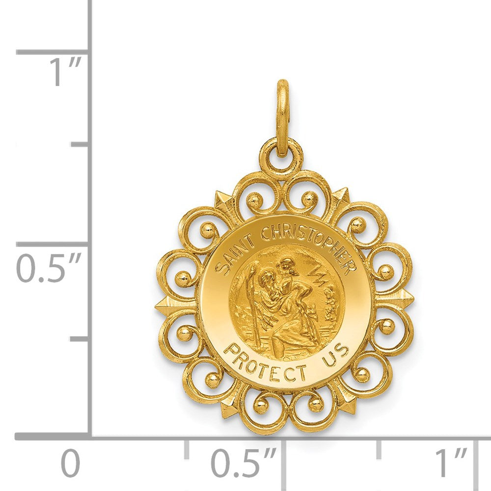 14k Yellow Gold Saint Christopher Medal Charm