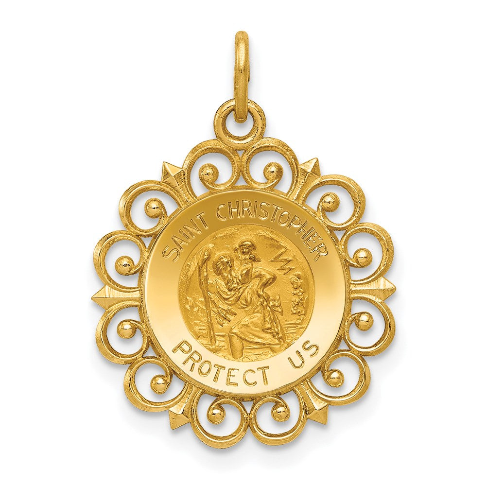 14k Yellow Gold Saint Christopher Medal Charm