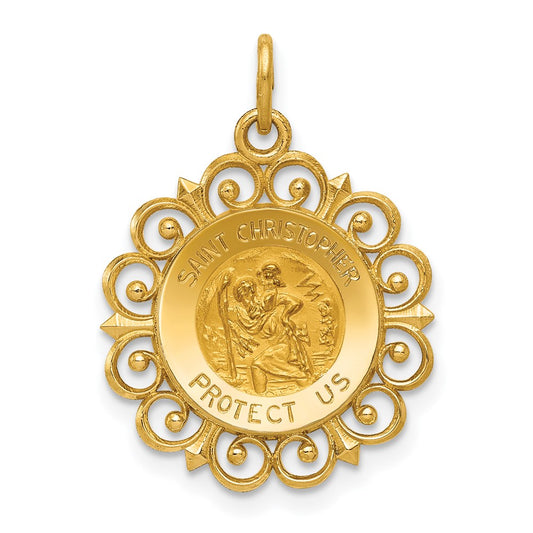 14k Yellow Gold Saint Christopher Medal Charm