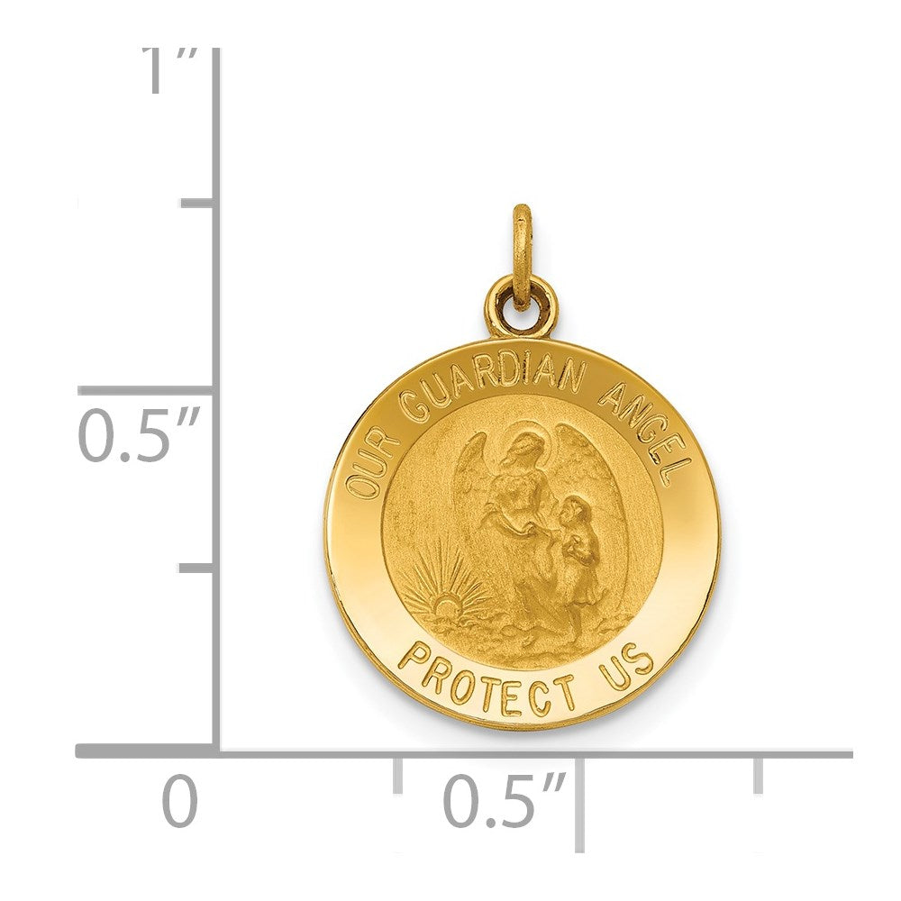14k Yellow Gold Guardian Angel Medal Charm