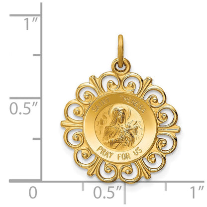 14k Yellow Gold Saint Theresa Medal Charm