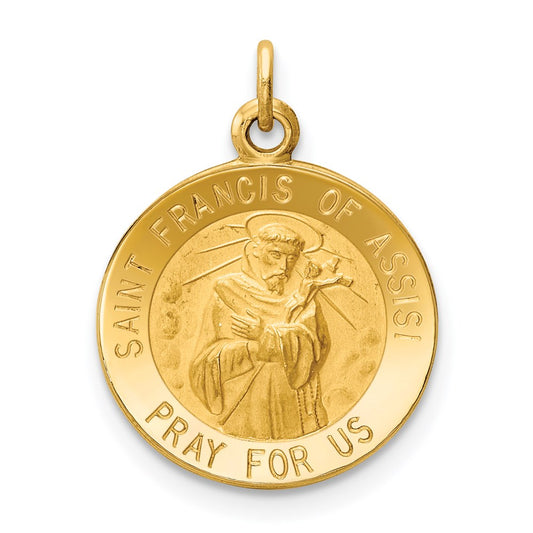14k Yellow Gold Saint Francis of Assisi Medal Charm