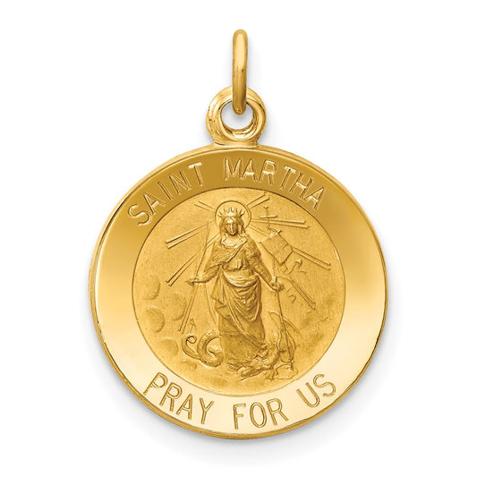 14k Yellow Gold Saint Martha Medal Charm
