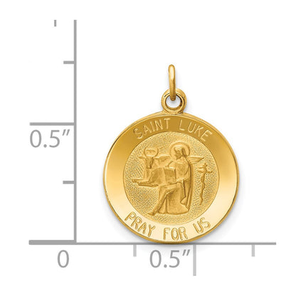 14k Yellow Gold Saint Luke Medal Charm