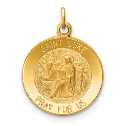 14k Yellow Gold Saint Luke Medal Charm