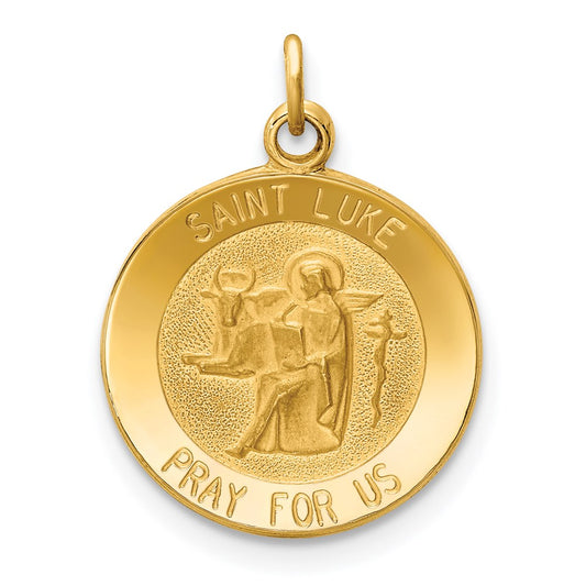14k Yellow Gold Saint Luke Medal Charm