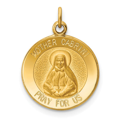14k Yellow Gold Mother Cabrini Medal Charm