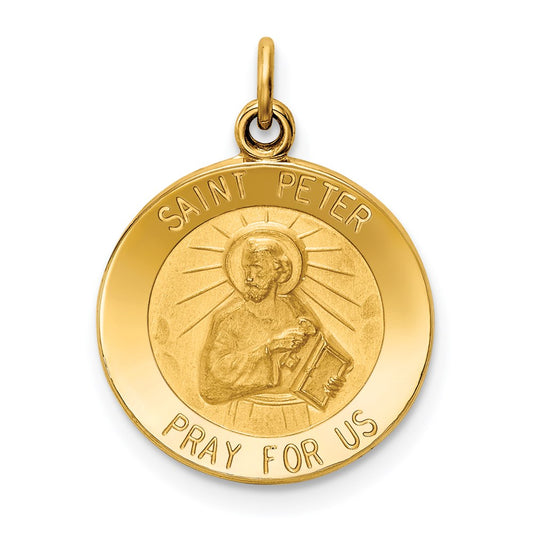 14k Yellow Gold Saint Peter Medal Charm
