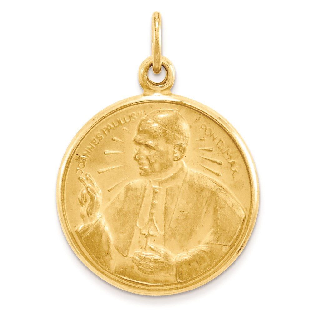 14k Yellow Gold Pope John Paul II Medal Charm