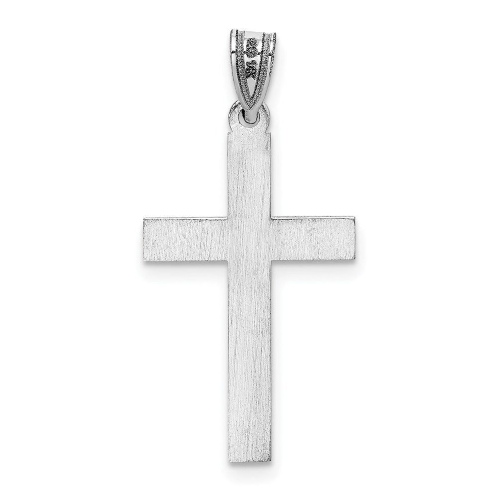 14k White Gold White Floral Cross Pendant