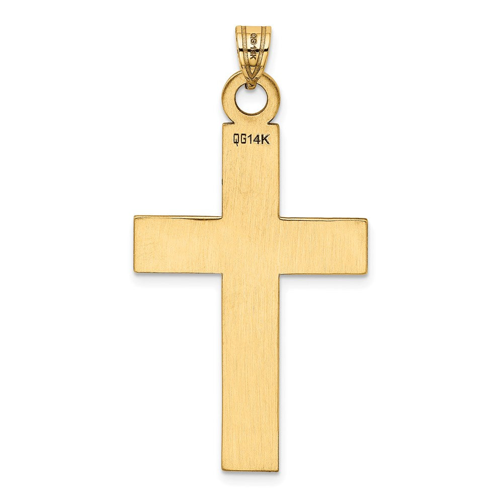 14k Yellow Gold Polished Laser Etched Cross Charm