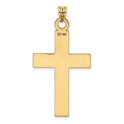 14k Yellow Gold Polished Laser Etched Cross Charm