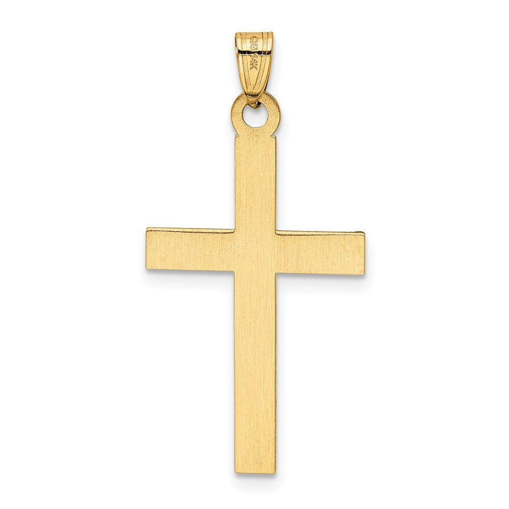 14k Yellow Gold Laser Etched Cross Charm