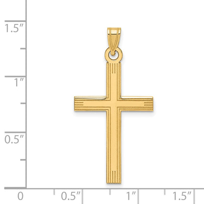 14k Yellow Gold Laser Etched Cross Charm