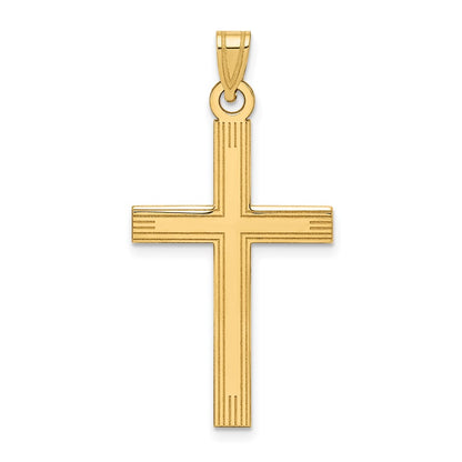 14k Yellow Gold Laser Etched Cross Charm