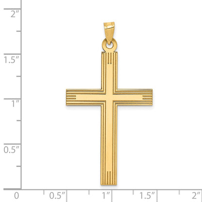 14k Yellow Gold Laser Etched Cross Charm