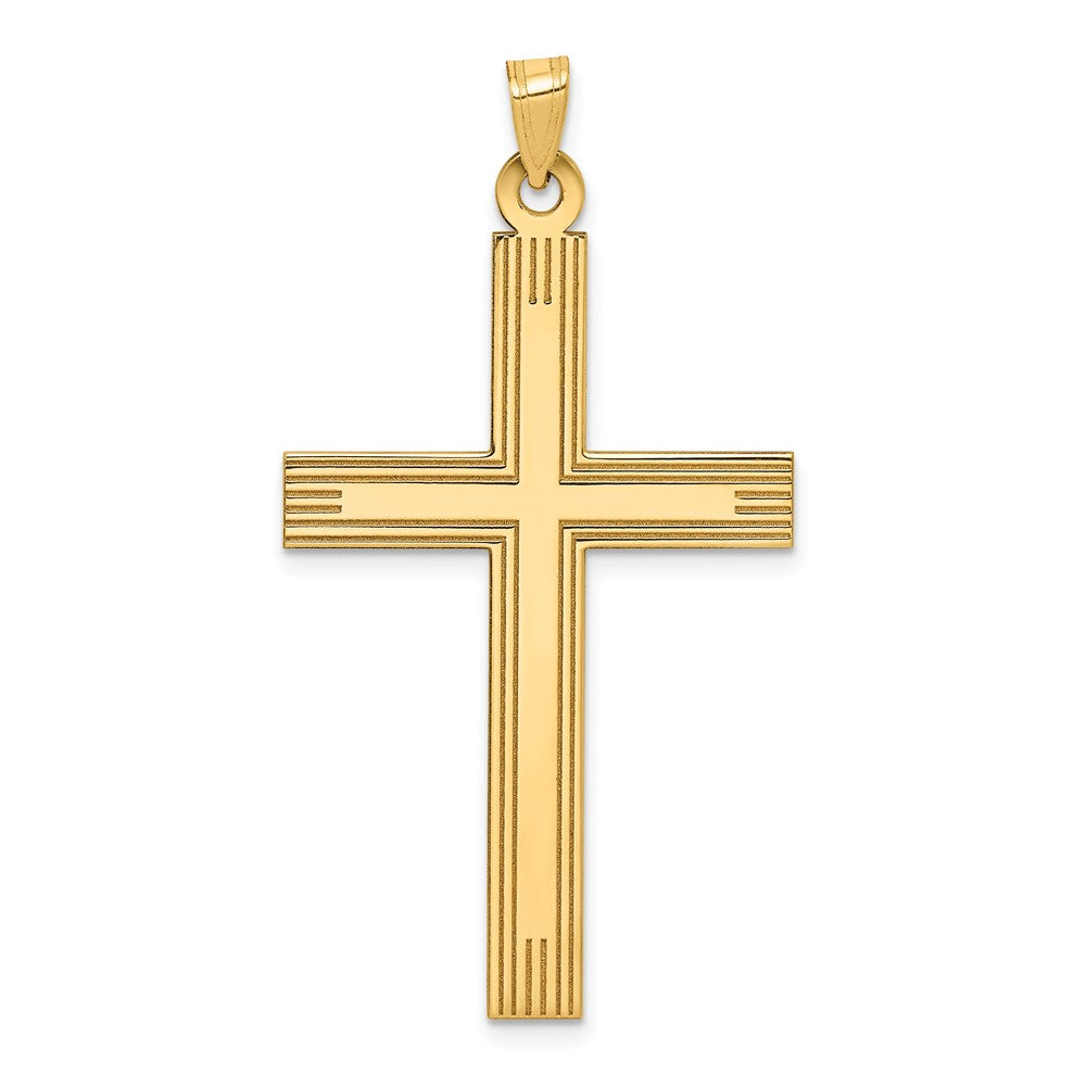 14k Yellow Gold Laser Etched Cross Charm