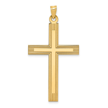 14k Yellow Gold Laser Etched Cross Charm