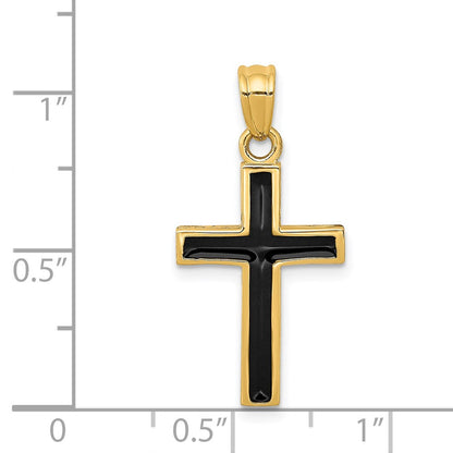 14k Yellow Gold Epoxy Latin Cross Pendant