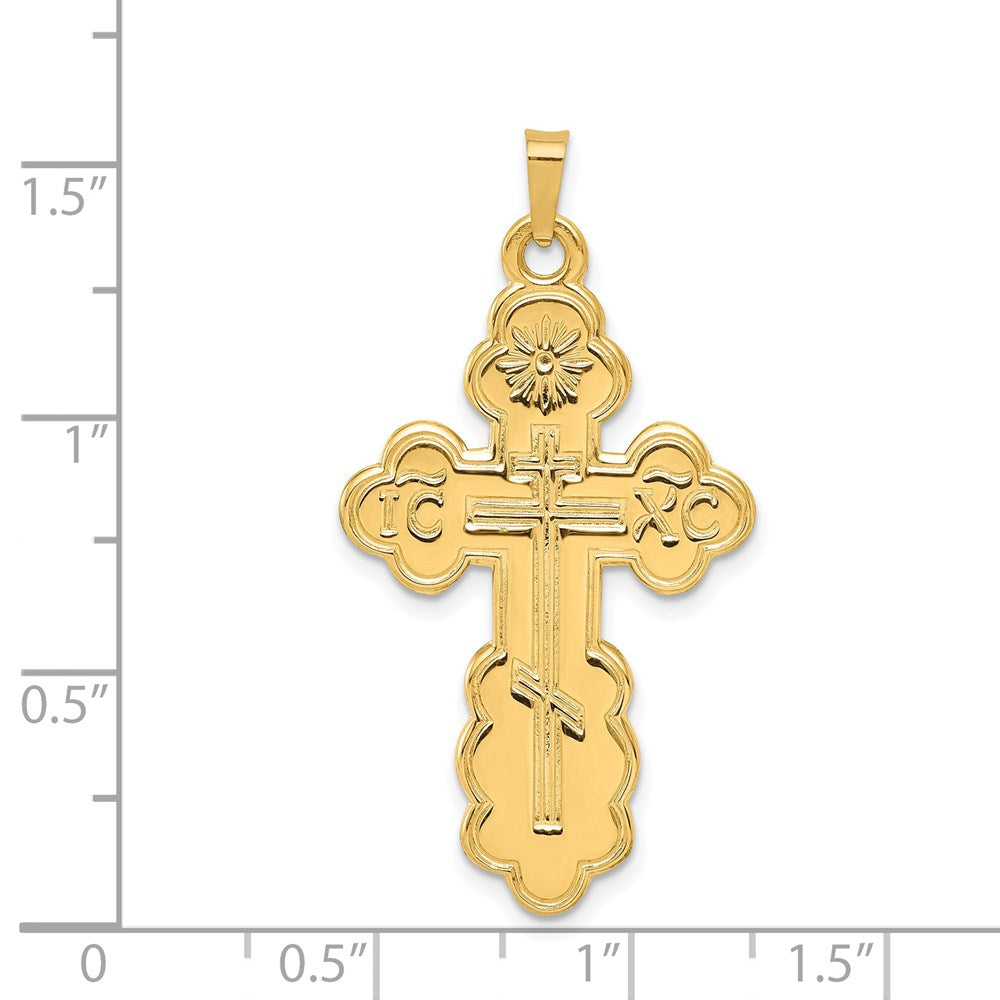 14k Yellow Gold Eastern Orthodox Cross Pendant