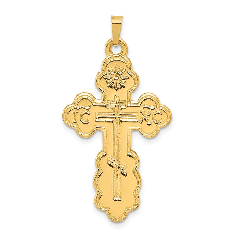 14k Yellow Gold Eastern Orthodox Cross Pendant