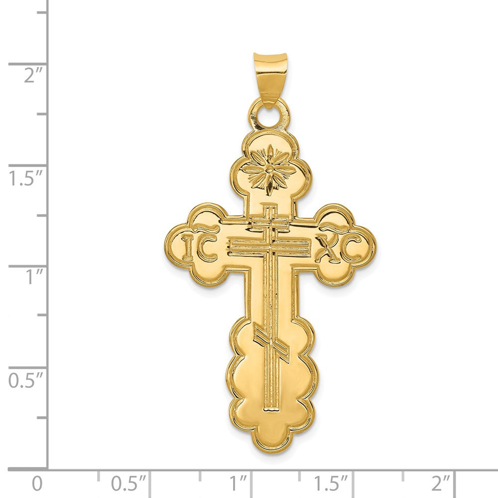 14k Yellow Gold Eastern Orthodox Cross Pendant