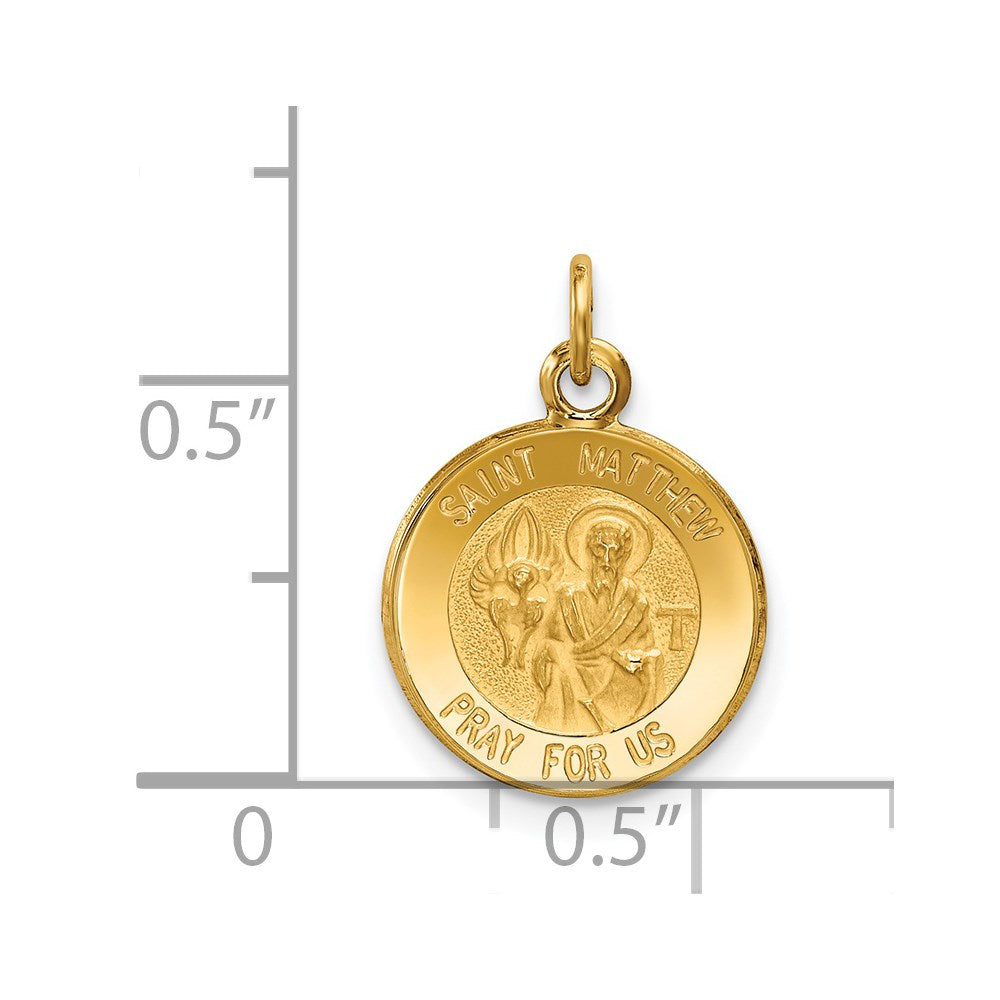14k Yellow Gold Saint Matthew Medal Charm