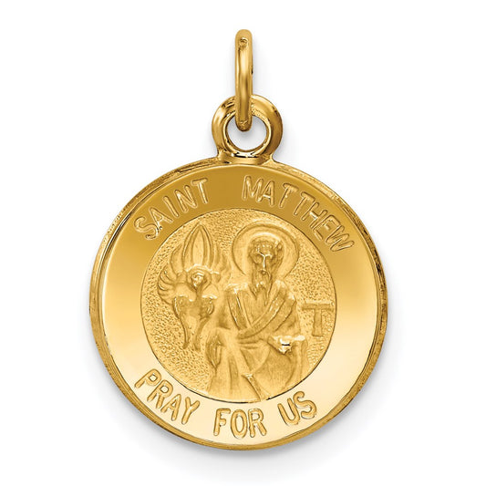 14k Yellow Gold Saint Matthew Medal Charm