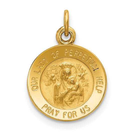14k Yellow Gold Our Lady of Perpetual Help Medal Charm