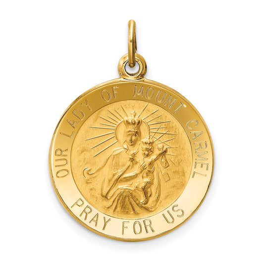14k Yellow Gold Our Lady of Mt. Carmel Medal Charm