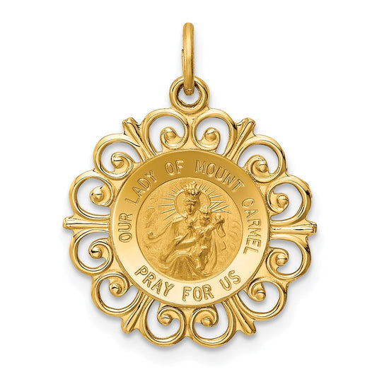 14k Yellow Gold Our Lady of Mt. Carmel Medal Charm