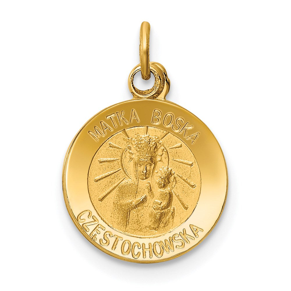 14k Yellow Gold Matka Boska Medal Charm