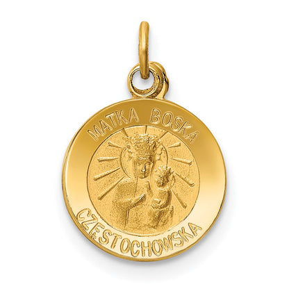 14k Yellow Gold Matka Boska Medal Charm