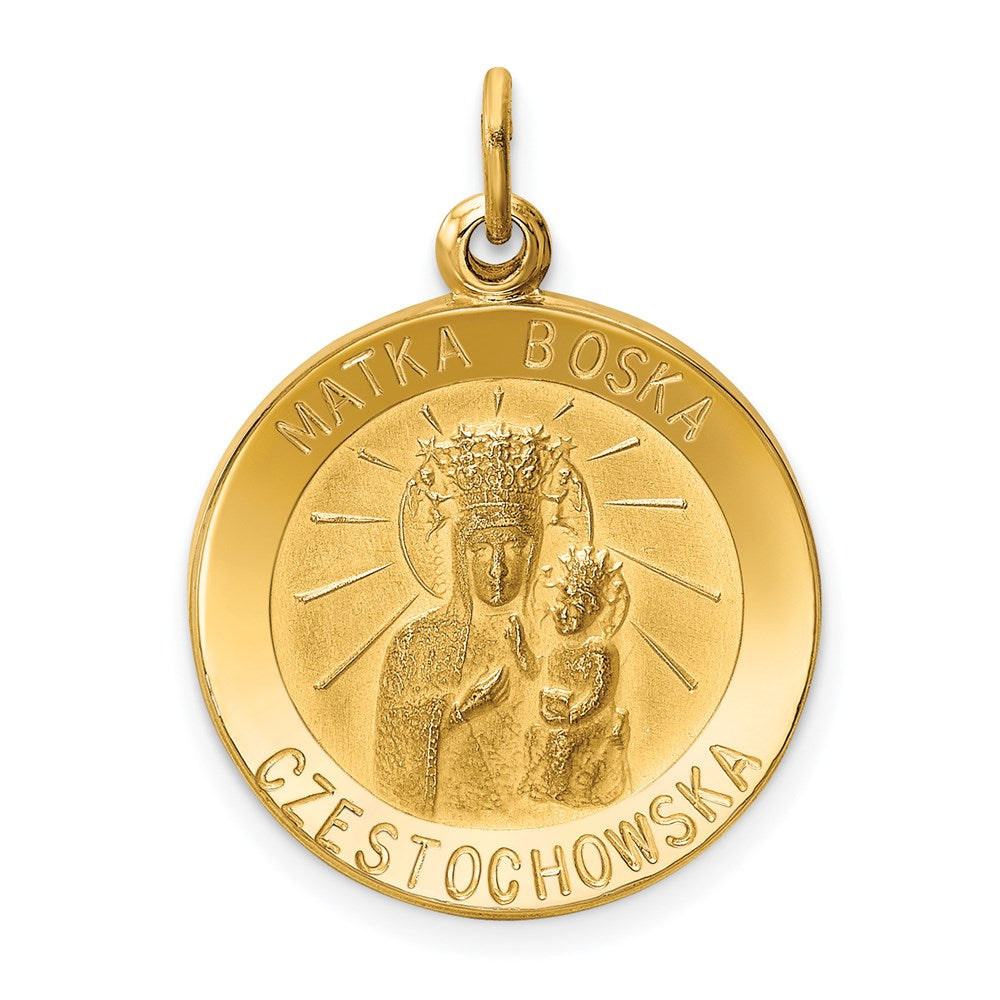 14k Yellow Gold Matka Boska Medal Charm