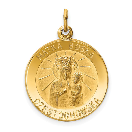 14k Yellow Gold Matka Boska Medal Charm