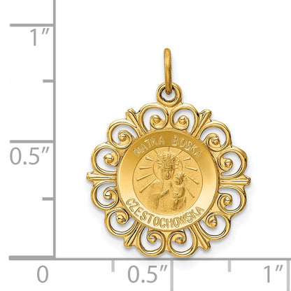 14k Yellow Gold Matka Boska Medal Charm
