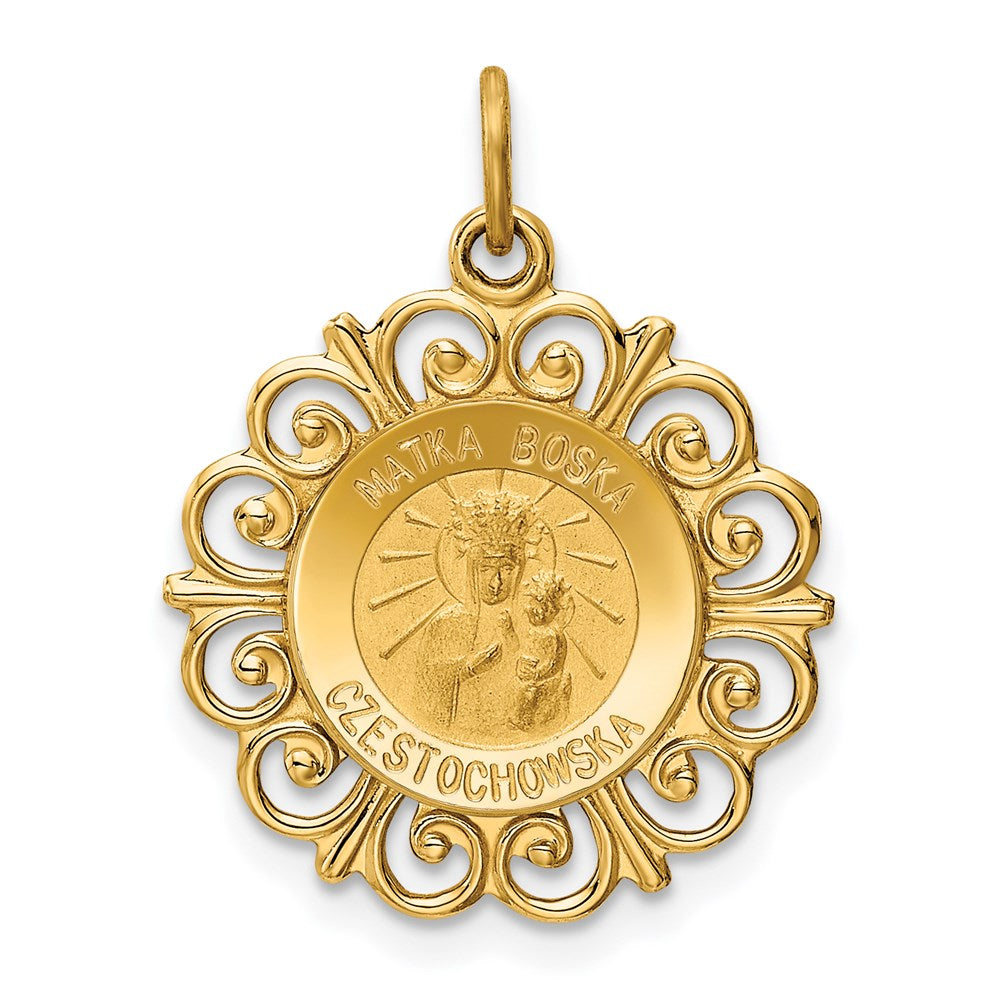 14k Yellow Gold Matka Boska Medal Charm