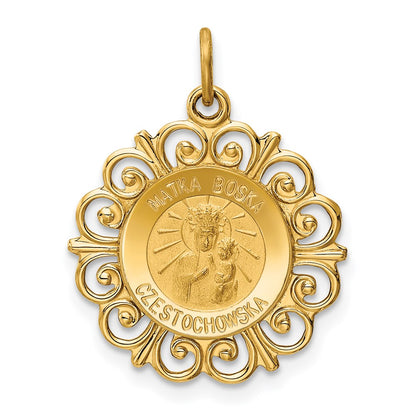 14k Yellow Gold Matka Boska Medal Charm