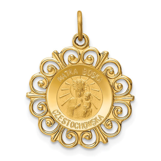 14k Yellow Gold Matka Boska Medal Charm